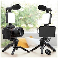 Kit Video Making AY-49 Recargable para Celular con Luz LED Trípode + Micrófono